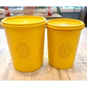 Tupperware Yellow Canister Set Vintage Decor Storage‎ Container